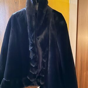 Ashley Stewart Black Satin Coat